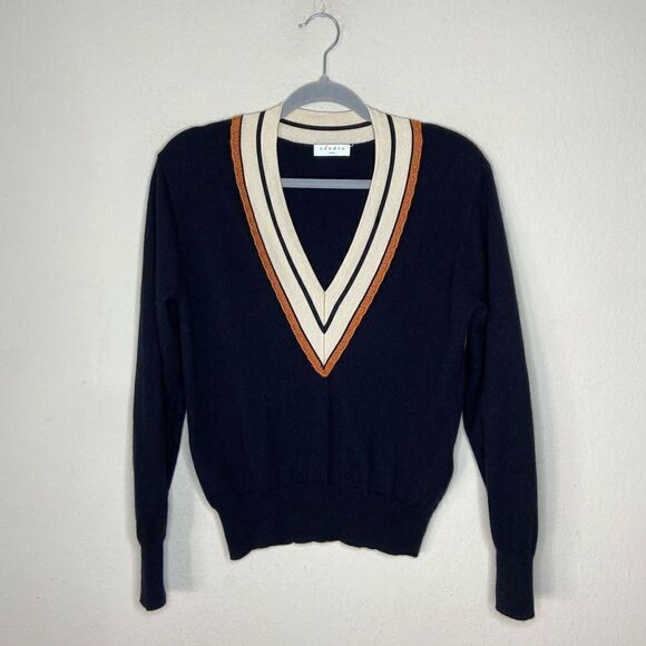 Sandro Colle Wool Cashmere Black Sweater V Neck Size 2 - Picture 11 of 16